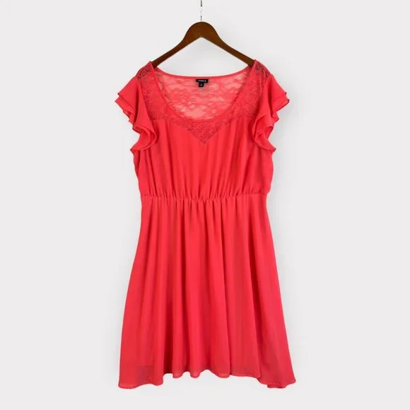 torrid red lace skater dress Torrid RED LACE skater DRESS size 18 STRETCHY (see more pictures!)